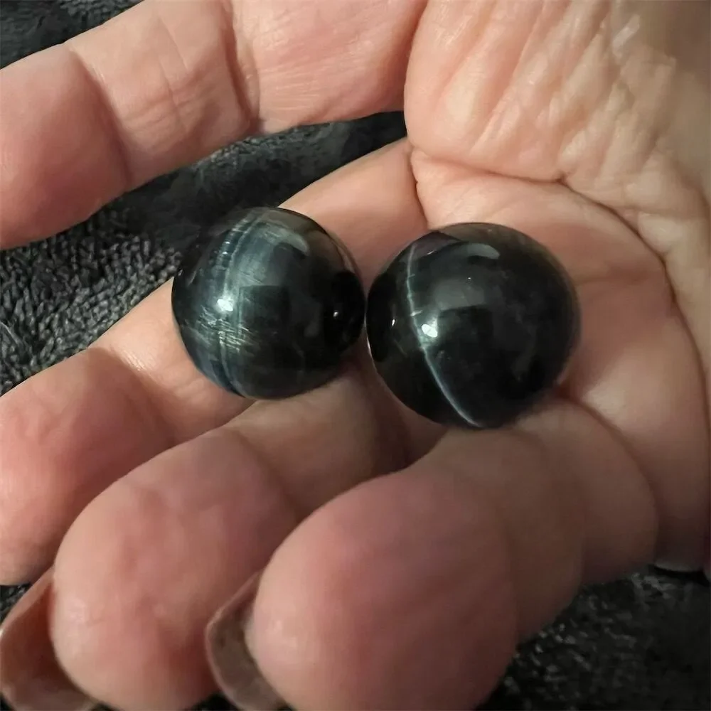 Blue Tiger Eye  Spheres Set of 2 Polished Natural Gemstone - Approx 20mm